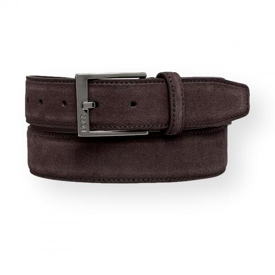 BOSS Cintura Uomo in Pelle Scamosciata Marrone con Fibbia Logo ELLOY 50563958