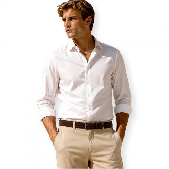 BOSS Cintura Uomo in Pelle Scamosciata Marrone con Fibbia Logo ELLOY 50563958
