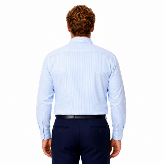 XACUS Camicia Uomo Active Shirt Evolution Classic Fit a Righe 31643001 Bianco Celeste