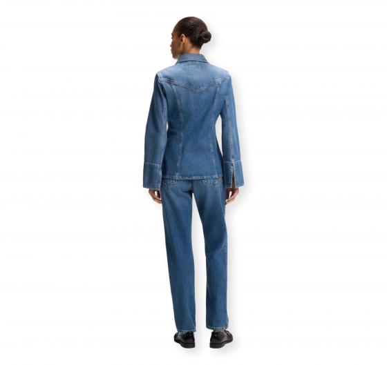 BOSS Camicia Donna in Tessuto Rigido a Trama Incrociata Slim Fit C SLIM SHIRT 50564434 Blu