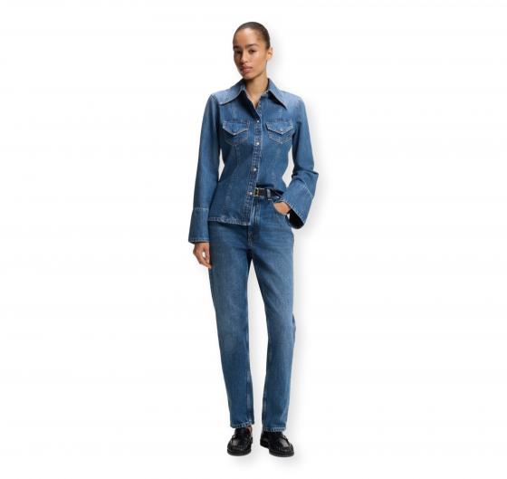BOSS Camicia Donna in Tessuto Rigido a Trama Incrociata Slim Fit C SLIM SHIRT 50564434 Blu