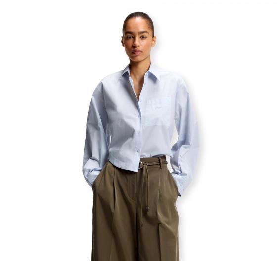 BOSS Camicia Donna Oversize in Popeline di Cotone C Boskota1 50566871 Celeste