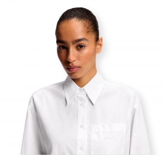 BOSS Camicia Donna Oversize in Popeline di Cotone C Boskota1 50566871 Bianco