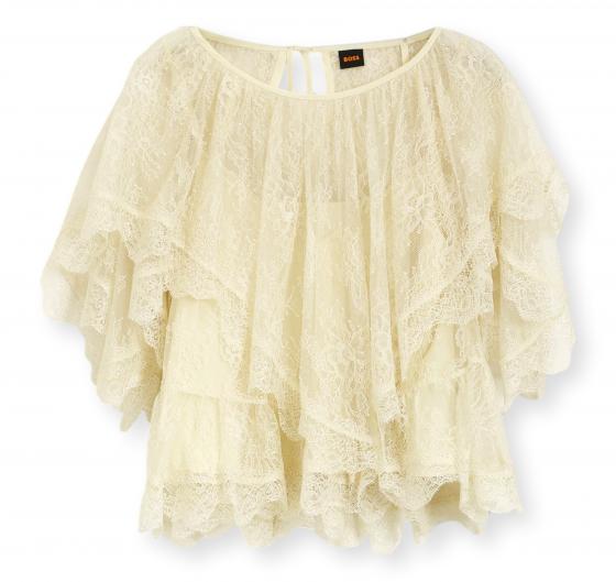 BOSS Camicetta Donna a Mantellina con Rifiniture in Pizzo C Bennedy 50564694 Colore Beige