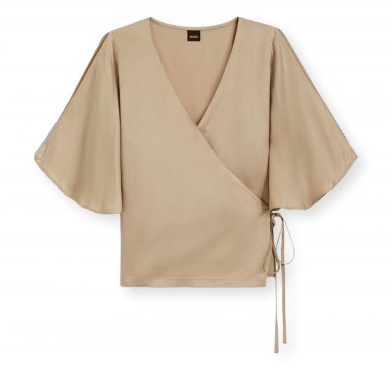 BOSS Camicetta Donna con Parte Anteriore Incrociata e Maniche a Kimono C Bireni 50564270 Colore Beige