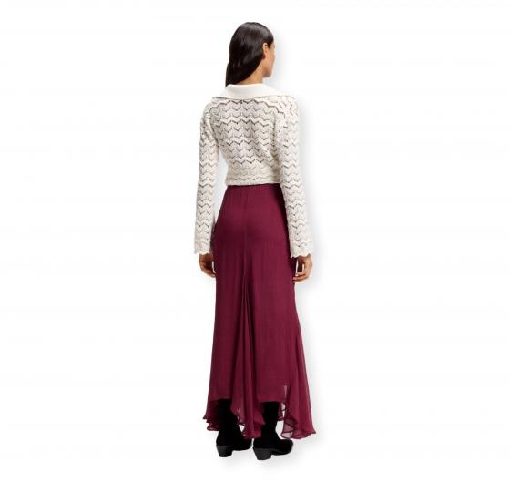BOSS Gonna Donna Midi Asimmetrica in Crepe Drappeggiato C Vilezia 50564710 Colore Bordeaux
