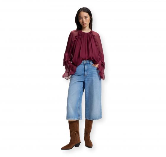 BOSS Camicetta Donna Regular Fit in Creponne con Volant C Bradia 50573224 Colore Bordeaux