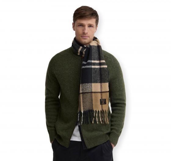 BARBOUR Sciarpa Yorklane Tartan in Bouclé con Frange USC0403TN391 Colore Beige Tartan