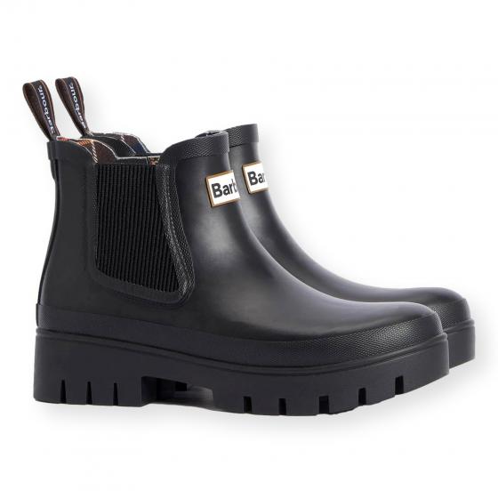 BARBOUR Halton Tronchetti Donna in Gomma Chelsea Nero Suola Carrarmato LRF0100BK11