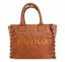 PINKO Borsa Donna Shopper Media Beach In Canvas Con Logo Dettagli Sfrangiati 106673 Colore Terracotta L08